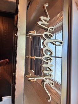Welcome Script Wall Sign with Hooks