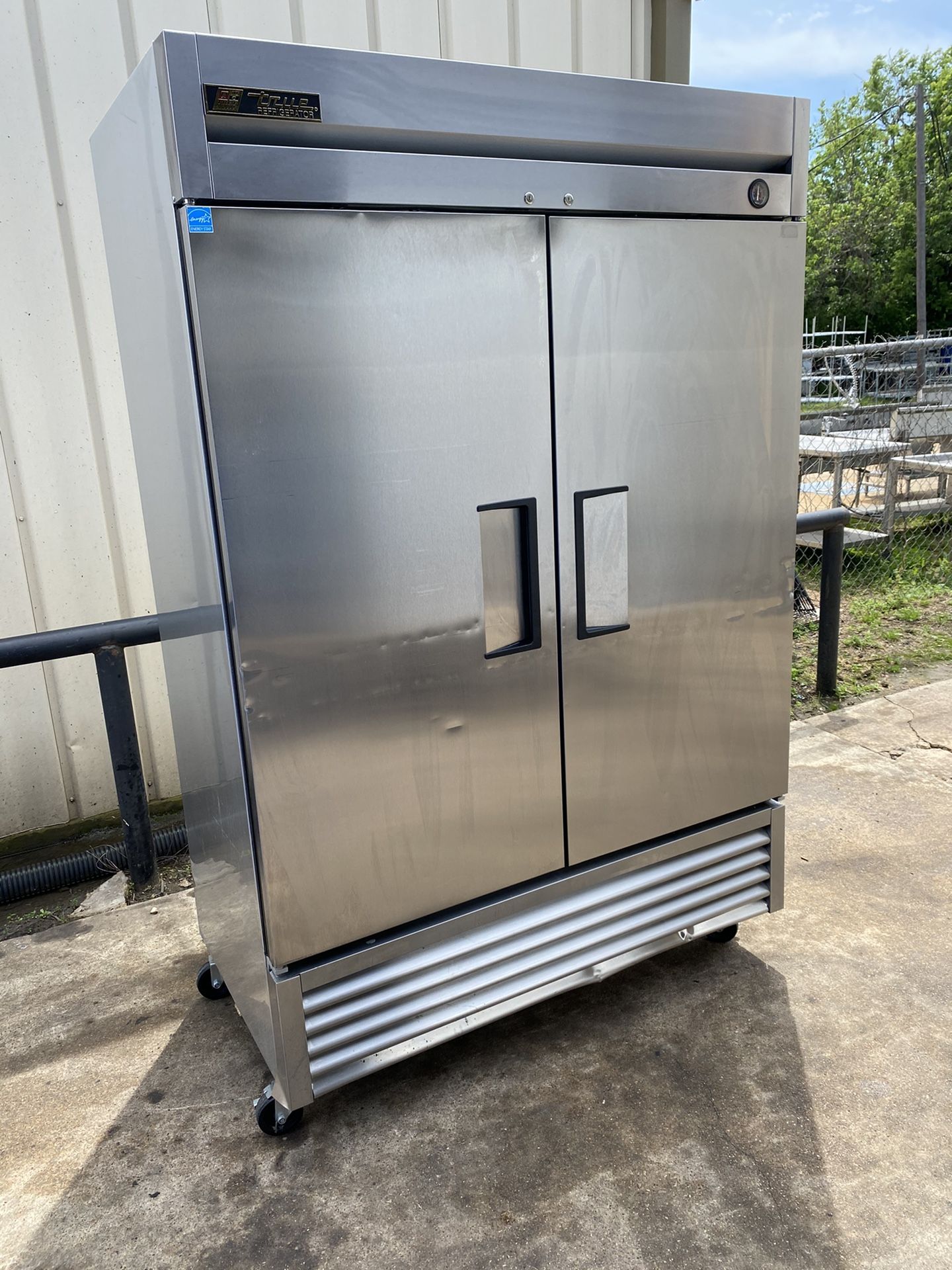 True T49 commercial 2 door stainless steel refrigerator on casters for