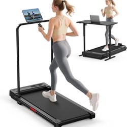 Walking Pad Treadmill for Home - Folding Treadmills with Handle Bar Portable Compact Fold up Indoor Foldable Handles Electric Walk Pads Small