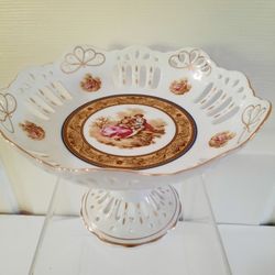 5.5" Height Vintage Imperial Italian Design by Antonio Hand Painted Love Story Compote Bowl

