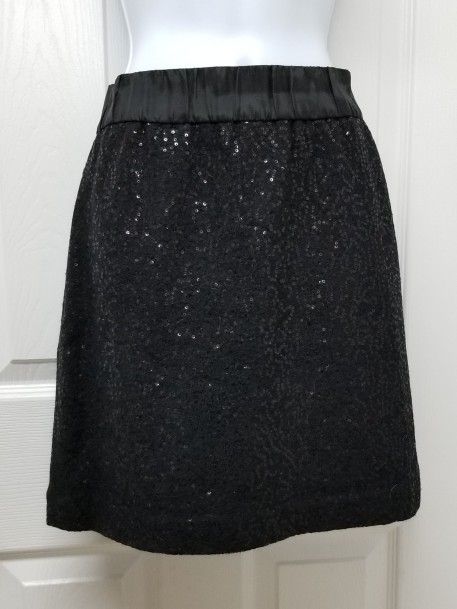 Loft Black Sequin Short Skirt S