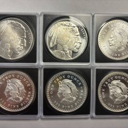 1 Oz. Buffalo And Aztec .999 Fine Silver Bullion Coins 