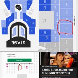 Karol G Tickets Full View Section 347 Row 6 Aisle Seats