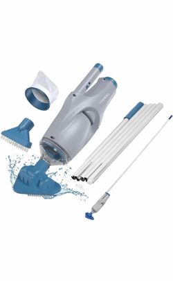 KOKIDO Cordless Handheld Pool Vacuum for Above Ground Pool, with 6ft Pole and 2 Vac Brush Heads, Ideal for Spot Cleaning Small Inground Pool Spa up to