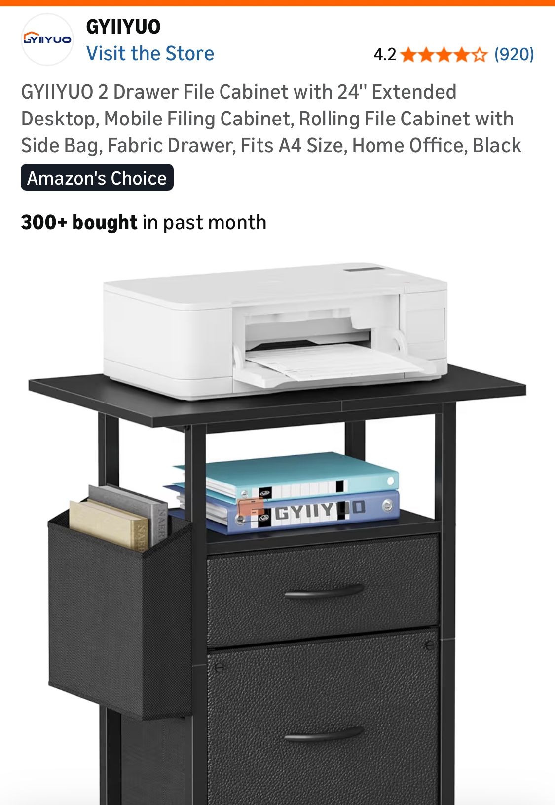 Gyiiyuou New 2 Drawer Rolling File Cabinet