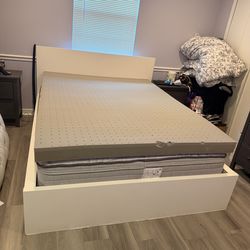IKEA Malm Bed Frame and Queen Size Mattress and Firm Topper
