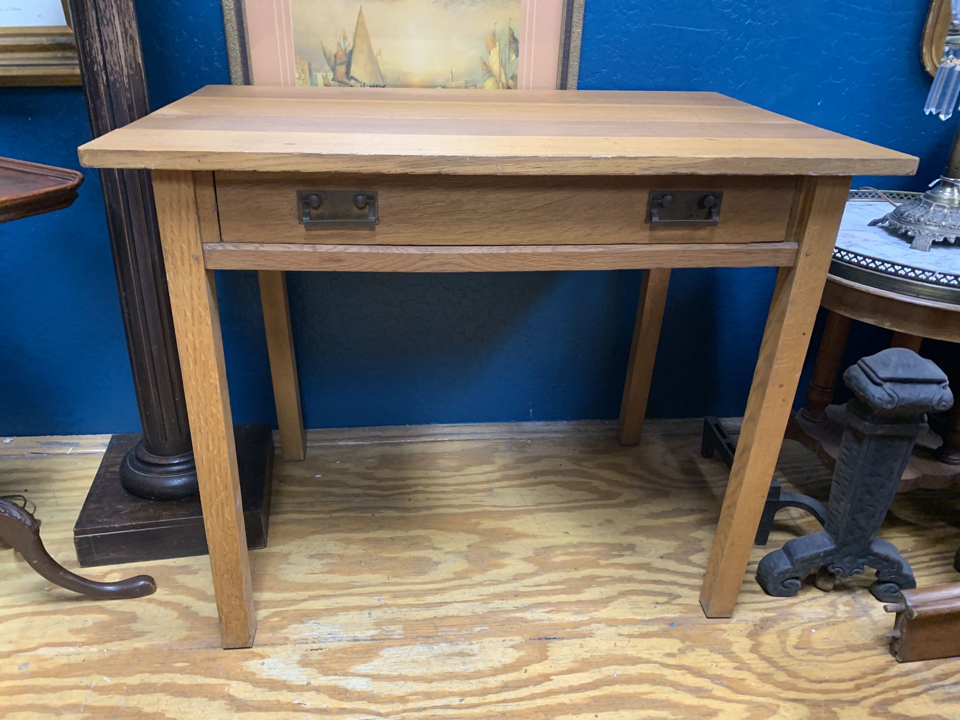 Antique Oak Table With Drawer