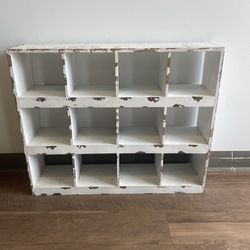 TV Stand - Distressed White Wood