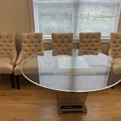 Set of Mirrored Dining Table and Buffet