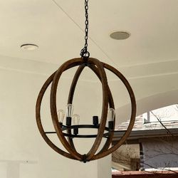 Wood Orbital Farmhouse Light Fixture