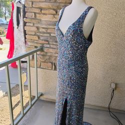 Sequined V Neck Dress 