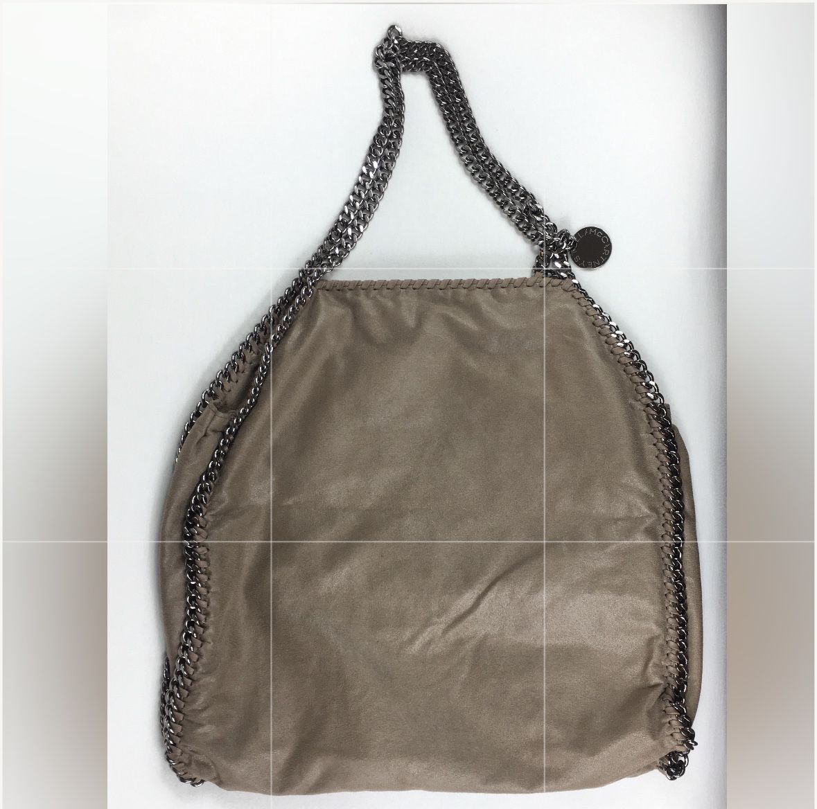 Falabella Shaggy deer beige large tote bag purse heavy chain metal handles