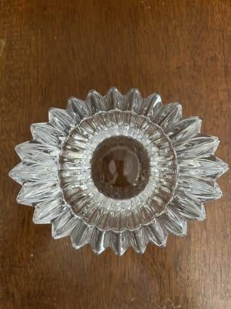 Vtg Crystal Candleholder Tea Light Votive Candle Starburst Sawtooth