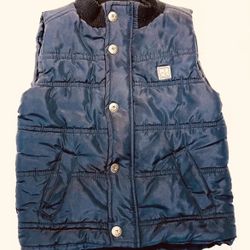 Calvin Kline Jeans Boys 24M Zipper & Button Snap Closure Blue Puffer Vest