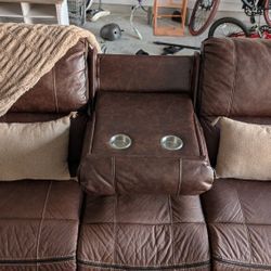 Brown Leather farmhouse Sofa 
