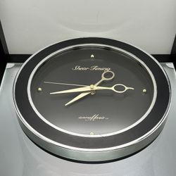 ANNE MARIE, SCISSORS BARBERS HAIRCUT WALL CLOCK - 'SHEAR TIMING' - SILVER & GOLD