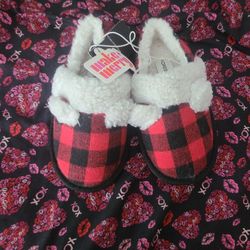 Plaid Slippers  Size 11/12 Toddler 