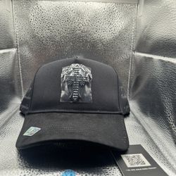 Cap Cross All Black Crystals Hat