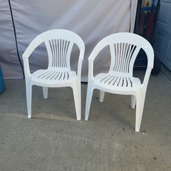 Patio Chairs / Plastic  Chairs- $10 For Both