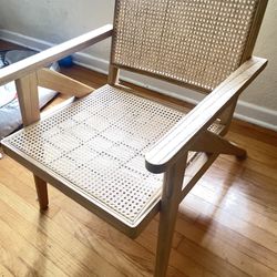 Woven Rattan Solid Wood Armchair