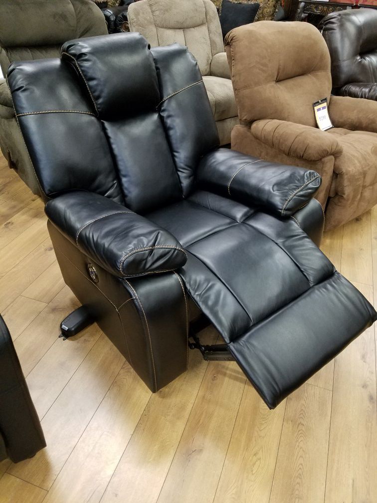 Black leather Power recliner