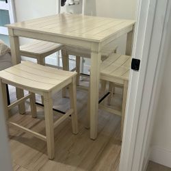 Counter Height Dining Table And 4 Benches 