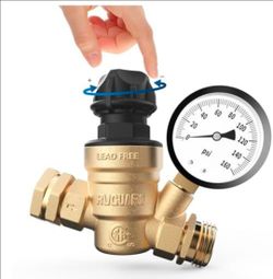 RVGUARD Adjustable Brass RV Water Pressure Regulator w/ Gauge & Filter