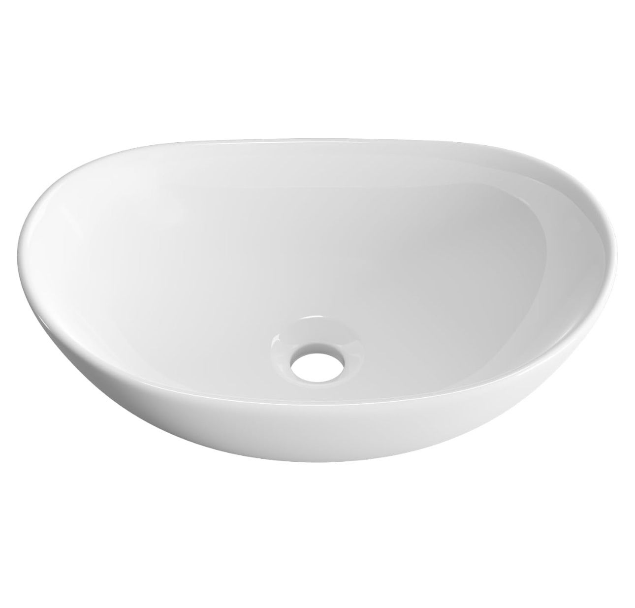 Oval Vessel Sink for Bathroom - OCEALAGOON 18″x12″ White Porcelain Ceramic