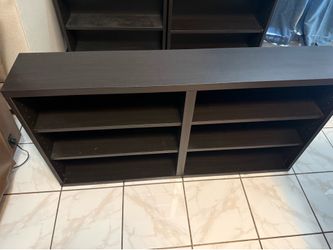 Dark Brown Low Bookcase Shelving Unit