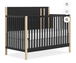 Modern Black and Natural Wood Baby Crib