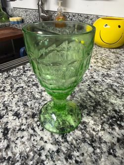 3 Uranium Glass Goblets