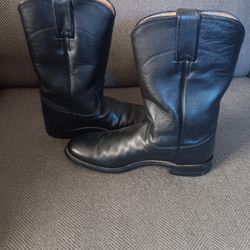 "Justin" Black Leather Boots  7.5