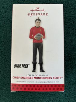 STAR TREK Christmas Ornament: “CHIEF ENGINEER MONTGOMERY SCOTT,” NEW in BOX