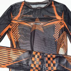 SHEIN Y2K Mesh Long Sleeve Crop Top Star Graphic Size M