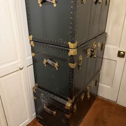 Vintage footlocker green with gold latche