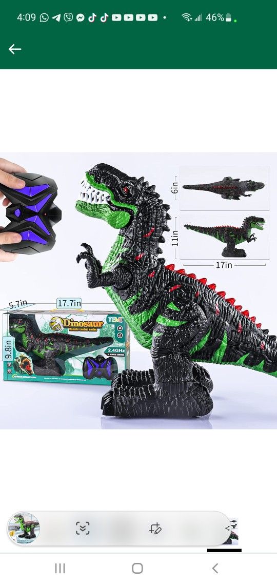 Brand New Christmas Gift Dinosaur Toy With Remote Control, Light And Sound