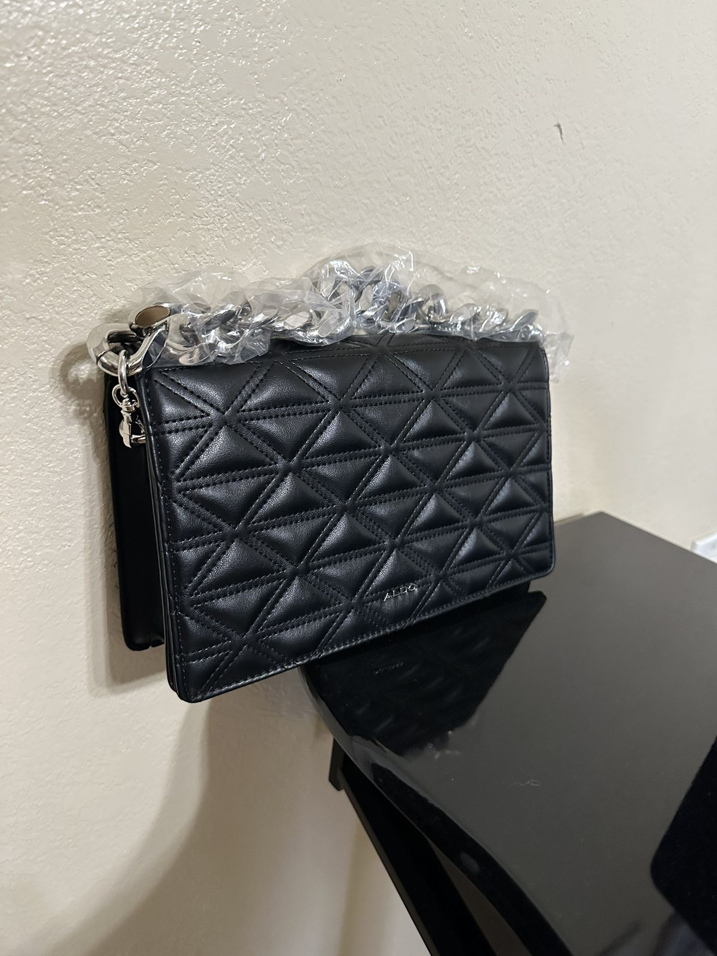 Aldo Black Purse With Silver Chain and a Crossbody Black strap too