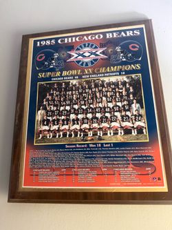 1985 Chicago Bears Super Bowl XX Champions Plaque