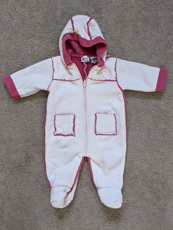 Baby Girls Pink Baby Bunting Fleece Snow Suit 3-6 Months