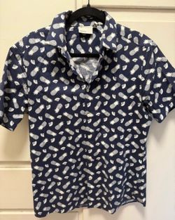 MENS MEDIUM NAVY PINNEAPPLE PRINT SHORT SLEEVE SHIRT