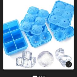 Ice Cube Trays, meidong 3 Pack Food-Grade Silicone Ice Cube Trays Round Big Ice Balls Square Diamond Ice Cube Trays, Reusable and Easy Release Reusabl
