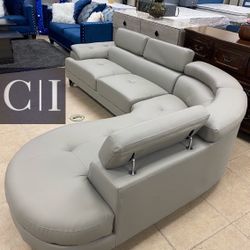 New Gray Sectional Sofa Couch 