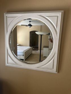 Mirror With White Wood Trim