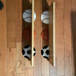 Basketball Basebal Solid Wood Shelfs24/6inch 