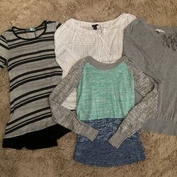 Ladies Small long sleeve tops, shirts, knit blouses.