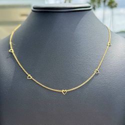 Jewelry 18k yellow gold heart necklace chain 18.00" 1.45mm width