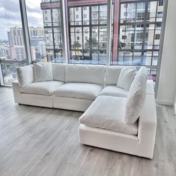 New White Sectional Cloud Couch Sofa 