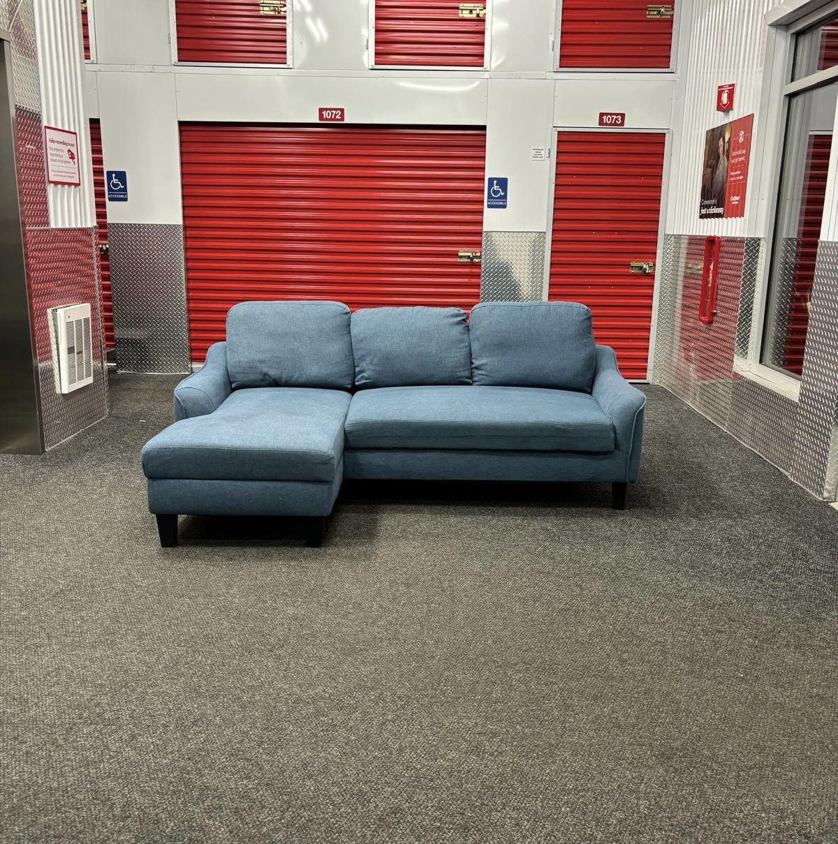 ( Free Delivery ) Light Blue Sectional Couch with Sleeper