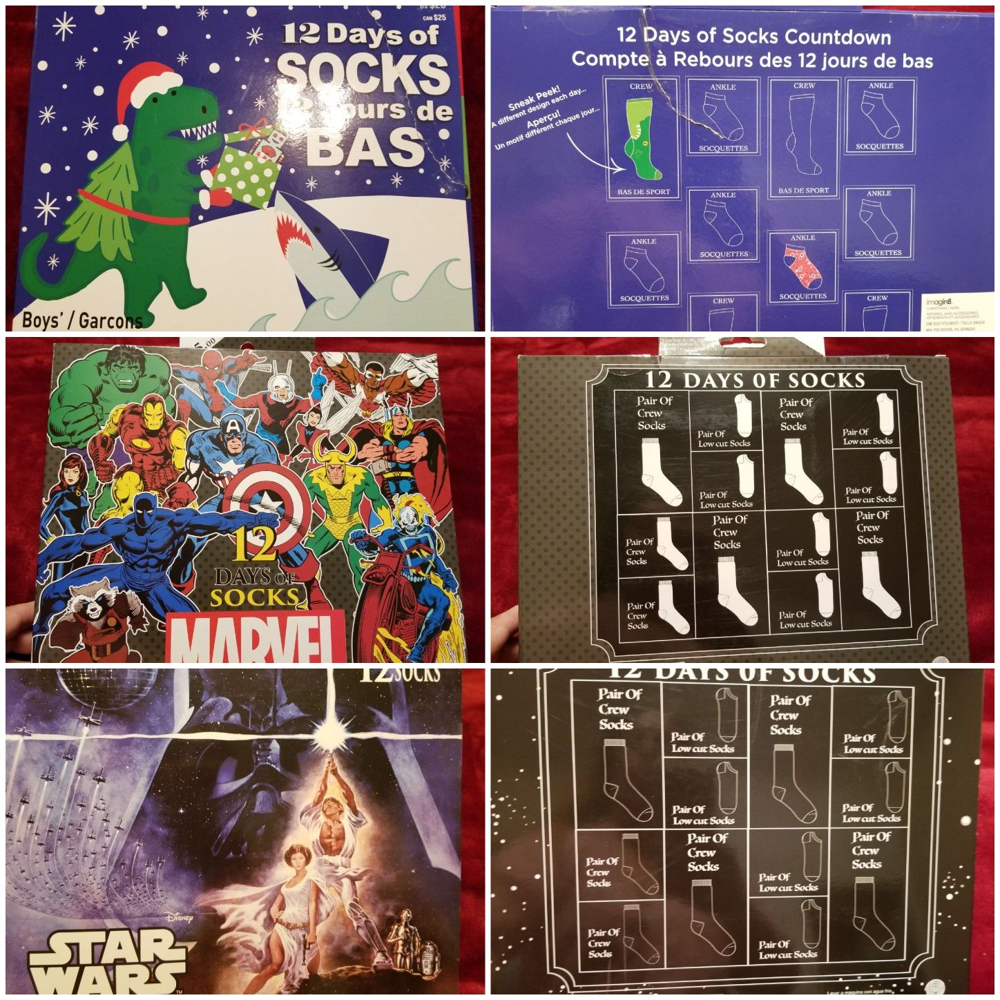 Assorted socks all 3 box's for $25