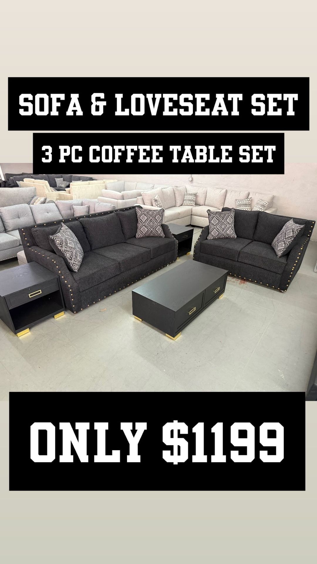 NEW SOFA SET AND COFFEE TABLE